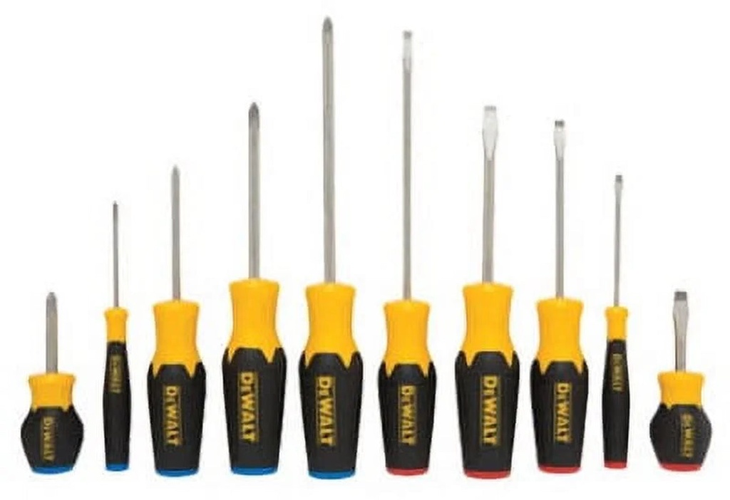 Dewalt 10 Piece Screwdriver Set Magnetic Tip Holds Screw Securely Colo, Each
