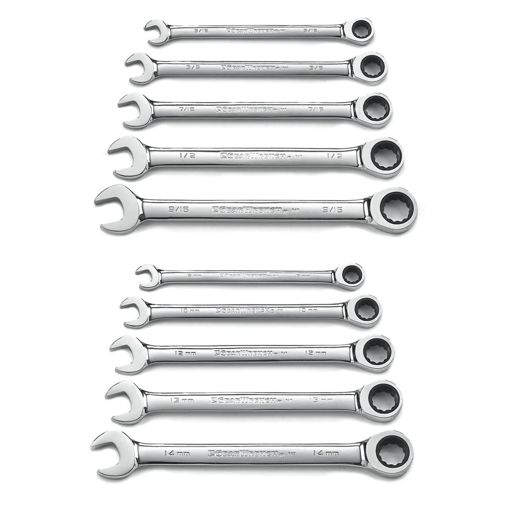 Gearwrench 9418 10 Piece Sae/Metric Combination Gearwrench Set