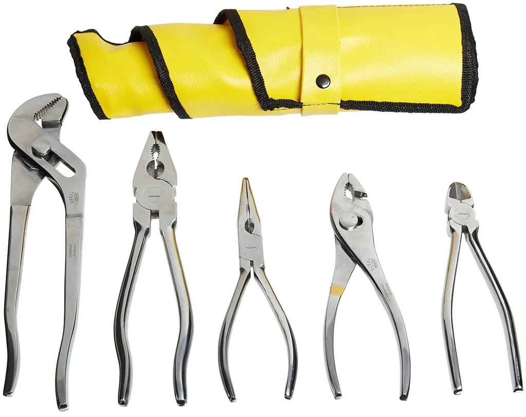10381 Stainless Steel Pliers Set, 5-Piece in Roll up Pouch