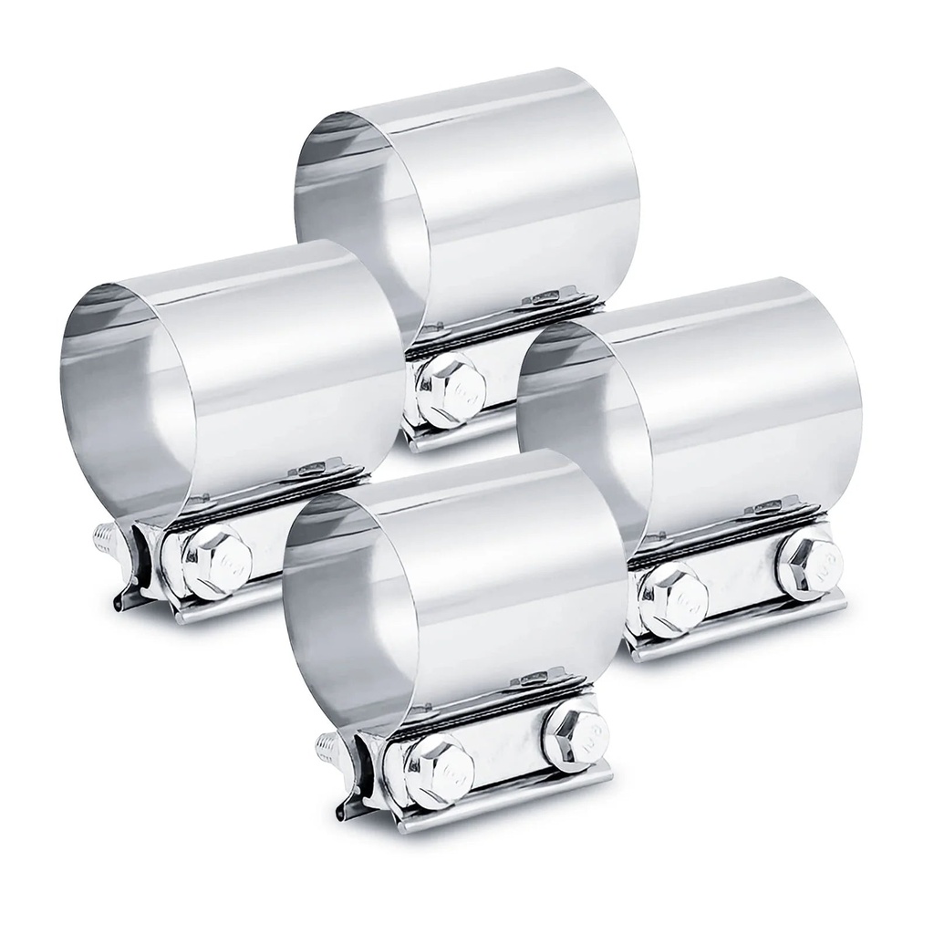 ELSHINE 1.5" Stainless Steel Exhaust Clamp,Universal Muffler Clamp Button Joint, Band Clamp for Motorcycle,Car Exhaust System,Tube Conection,4Pcs,Butt Clamp