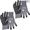 Klein Tools 60587 Work Gloves, Knit Dipped Cut Resistant ANSI A4 Nitrile Coated Gloves, HPPE Fabric, Touchscreen Capable, Small, 2-Pair