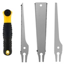 OKYMOTOR Japanese Hand Saw Sharp High Carbon Steel Pull Saw Ergonomic Non-Slip Flush Cut Saw with 3 Saw Blades Cutting Trimming Tool for Woodworking Pruning Gardening