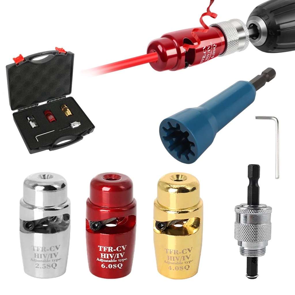 QIPUNEKY Wire Stripping and Twisting Tool, Electric Wire Stripper Professional Electrician Tool Set, Portable Wire Nut Twister for Power Drill