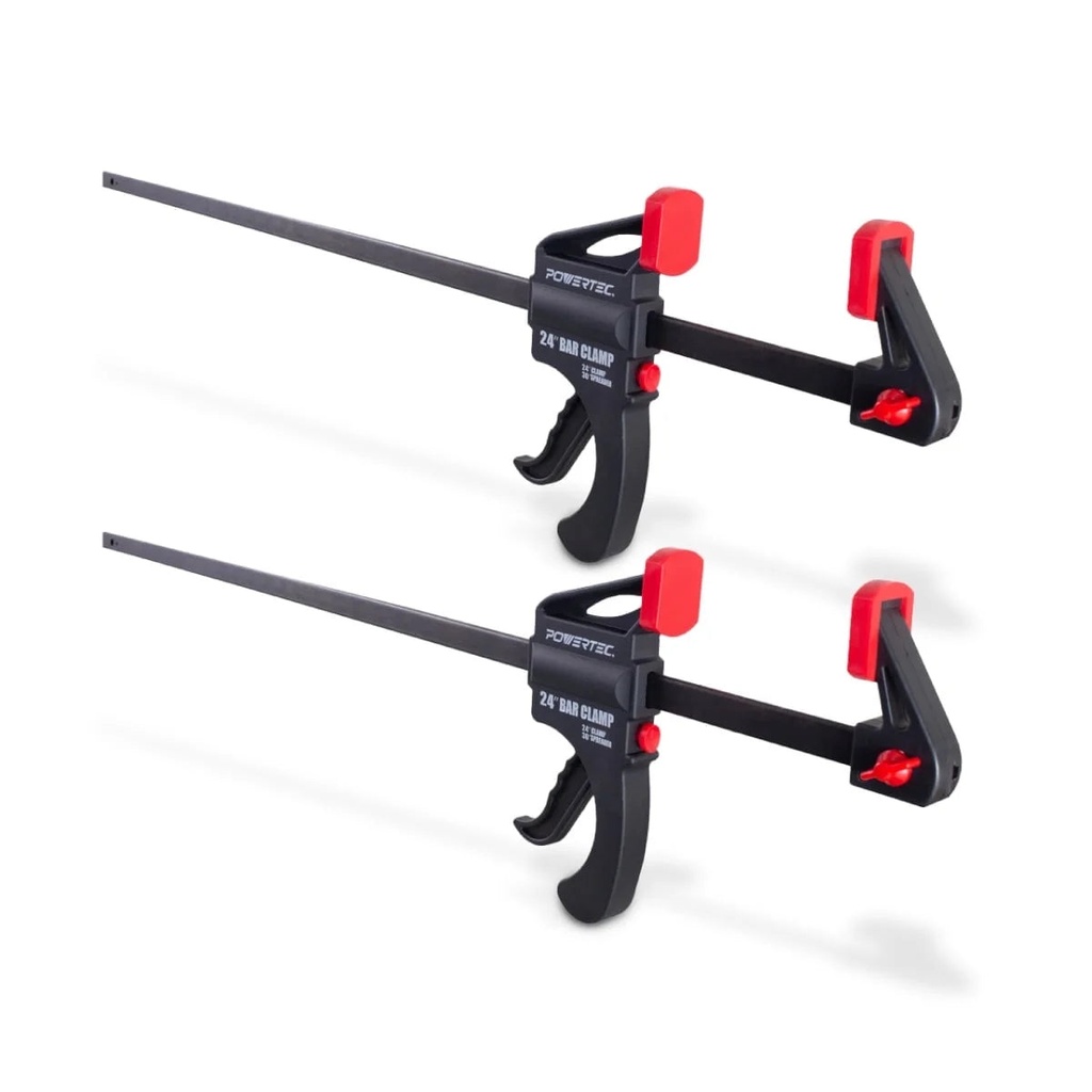 POWERTEC 2PK 24 Inch Bar Clamps with Spreader, Trigger Clamps for Woodworking, One-Handed Carpenter Quick Clamp Sets for Gluing, Wood Clamps for Woodworking Tools, 71596