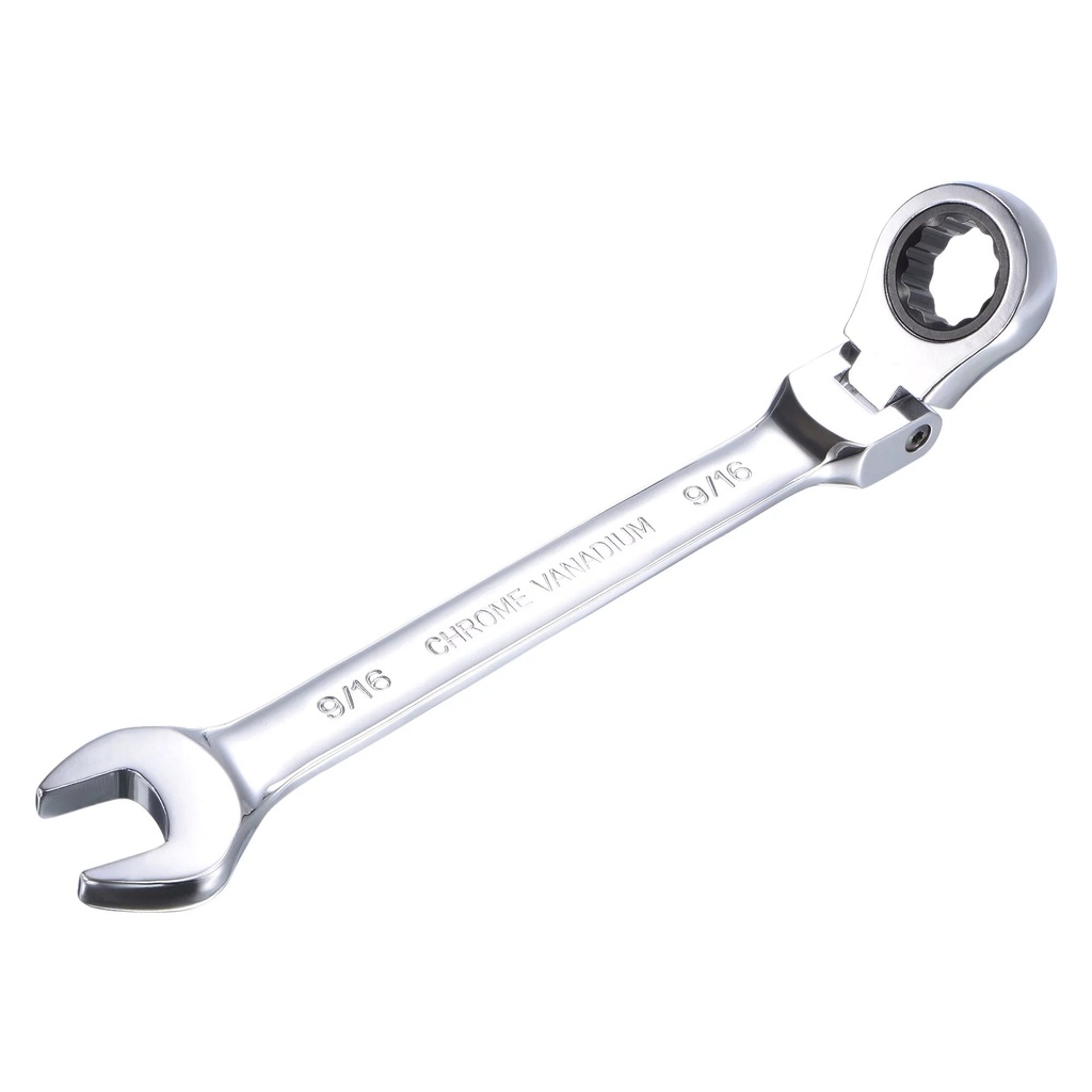 Unique Bargains 9/16" Flex-Head Ratcheting Combination Wrench SAE 72 Teeth 12 Point Ratchet Box Ended Spanner Tools