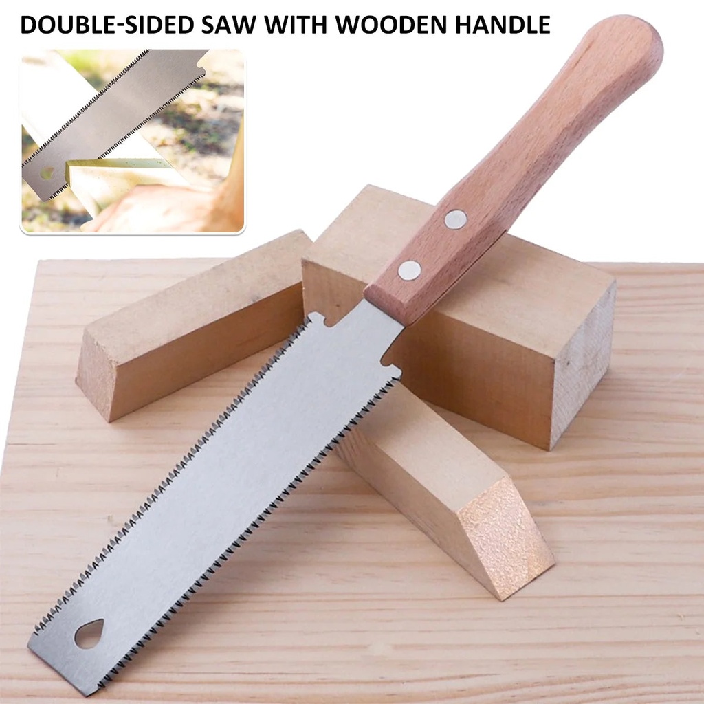 Ghojet 12.2 Inch Hand Saw SK5 Steel Pull Saw Double Edge Flush Cut Saw with 3 Side Grinding Teeth Handheld Trim Saw Wood Cutting Tool for Garden Pruning Woodworking