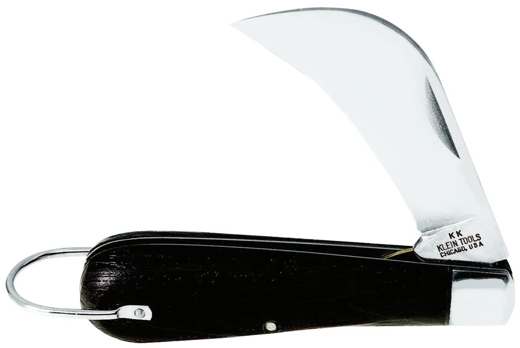 Klein Tools Electrician'S Pocket Knife, 2 5/8", High Carbon Blade, Woodgrain Plastic, Black