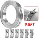 9.8Ft Adjustable Large Hose Clamps Worm Gear Stainless Steel Clamp +6 Fasteners