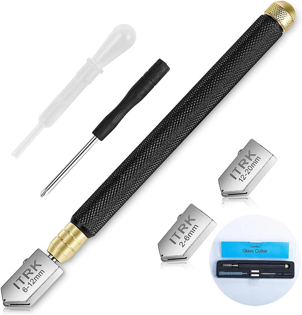 Glass Cutter 2Mm - 20Mm - Glass Cutting Tool, Pencil Style - Carbide Tip for Glass/Tile Cutting