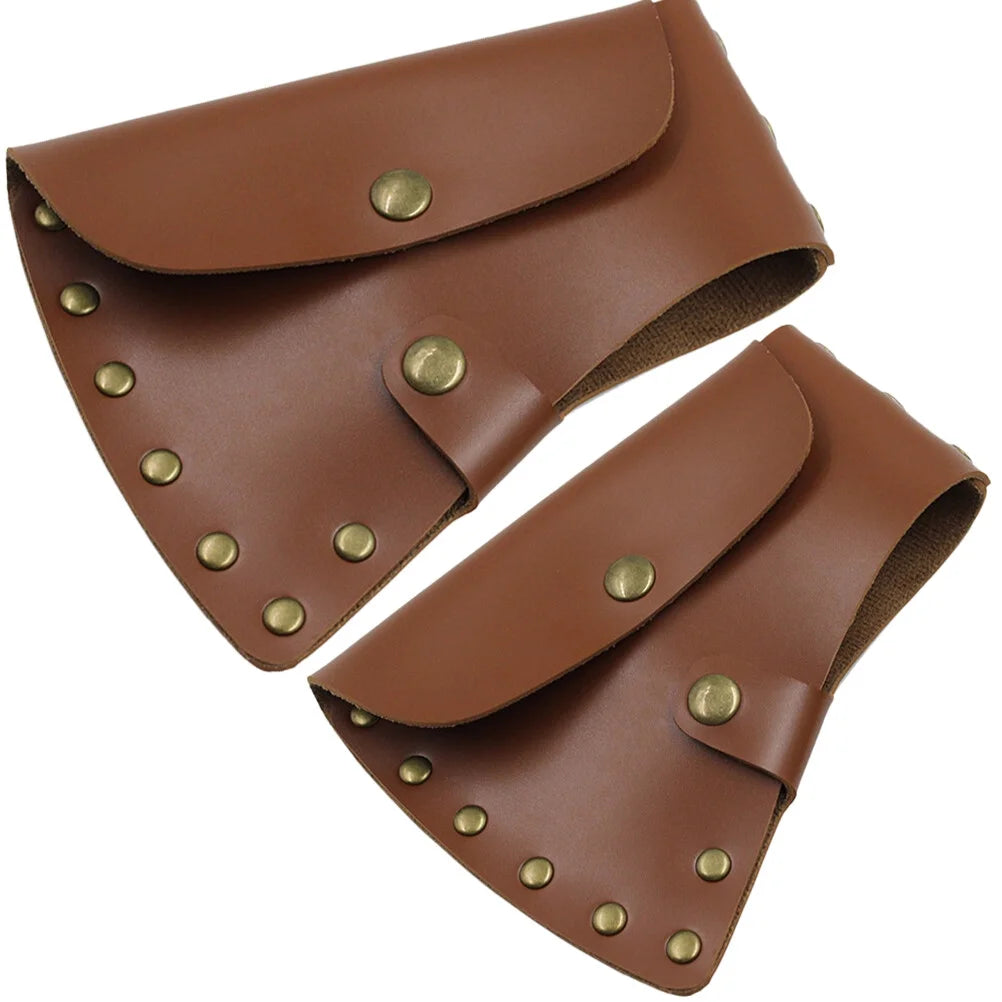 2PCS Leather Hatchet Head Sheath Sleeve Axe Case Hatchet Cover for Outdoor