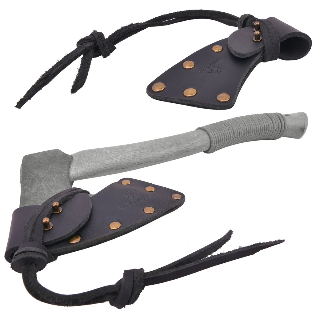 Wayne'S Dog Camping Axe Sheath Blade Cover Holder Cowhide Genuine Leather Hatchet Head Protectors in Black