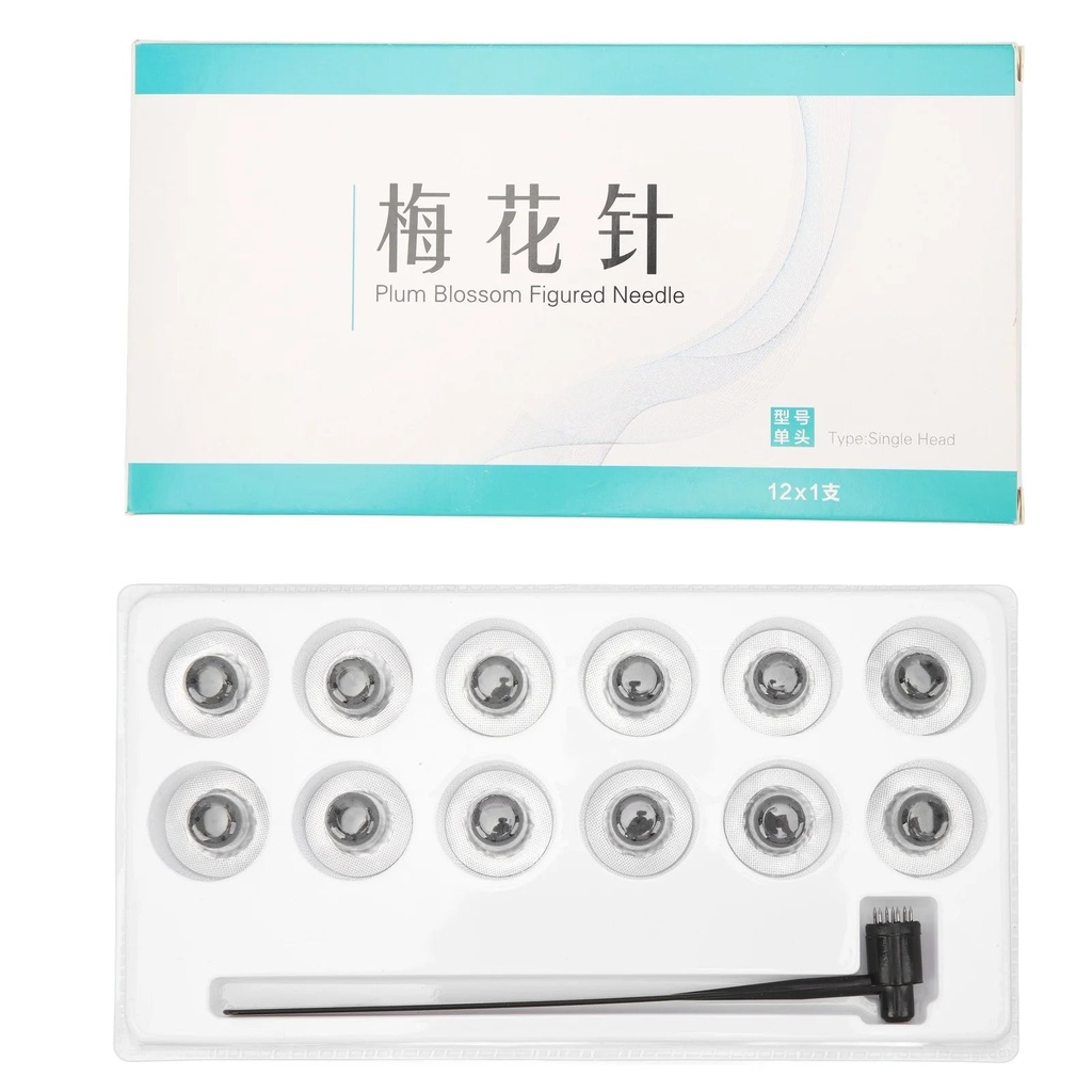 Seven Star Needle Hammer Stainless Steel Plum Blossom Dermal Hammer with 12 Replace Heads