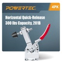 POWERTEC 4PK Toggle Clamp, 300 Lbs Capacity, 201B Quick Release Horizontal Clamps W/Antislip Rubber Pressure Tip for Woodworking Jigs and Fixtures, Welding, Drill Press, Crosscut Sled (20327)