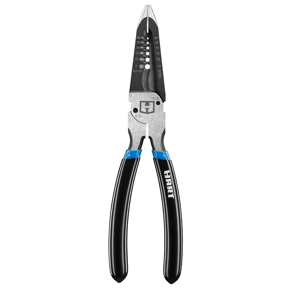 HART 8-Inch 6-In-1 Combination Pliers with Comfort Grip, Chrome Vanadium Steel