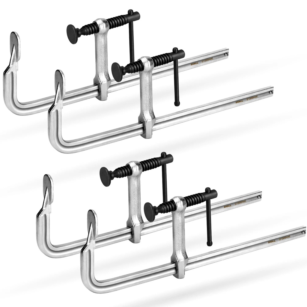 SHALL 4-Pack Bar Clamp Set, 12-Inch Drop Forged Steel Bar Clamps, Bar Clamps for Woodworking, Steel F Clamps with Max 450Lbs Load Limit for Welding, Woodworking, Metal Working, DIY and Crafts