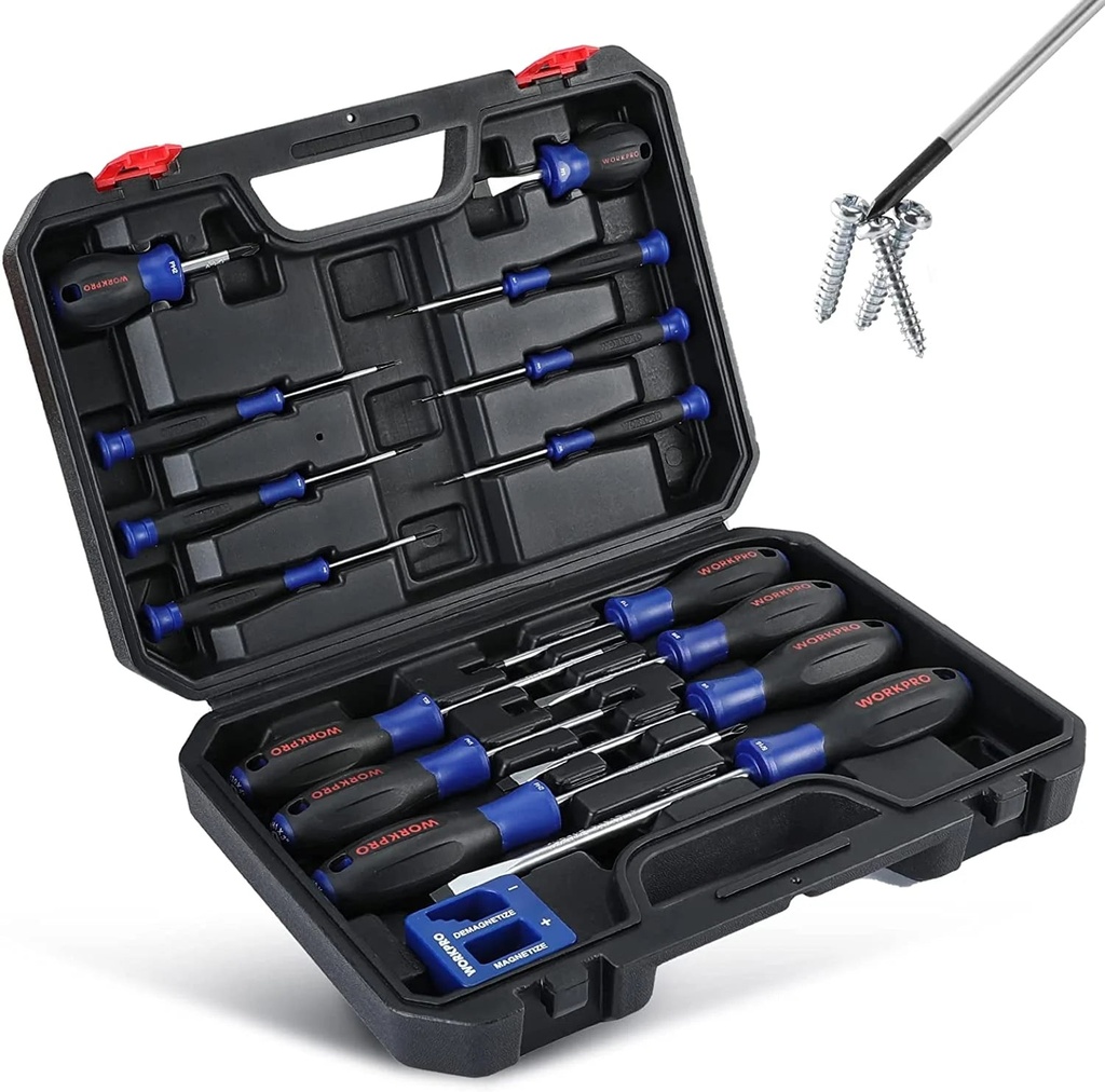 WORKPRO Magnetic Screwdriver Set, 16-Piece Torx Slotted Phillips Precision Screwdrivers with Magnetizer