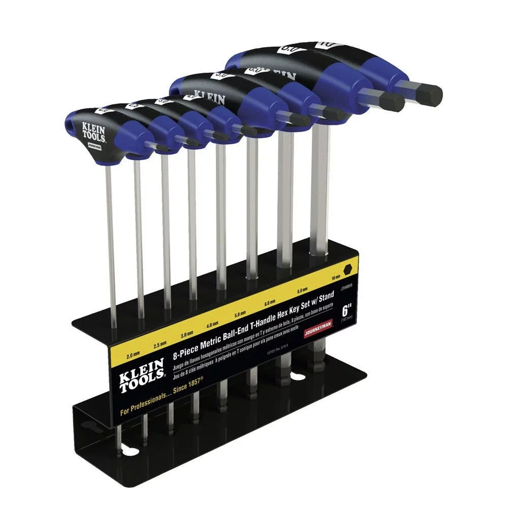 Klein Tools Journeyman T-Handle Ball-Hex Key Sets, 8 per Set, Ball Hex Tip, Metric - 1 EA (409-JTH68MB)