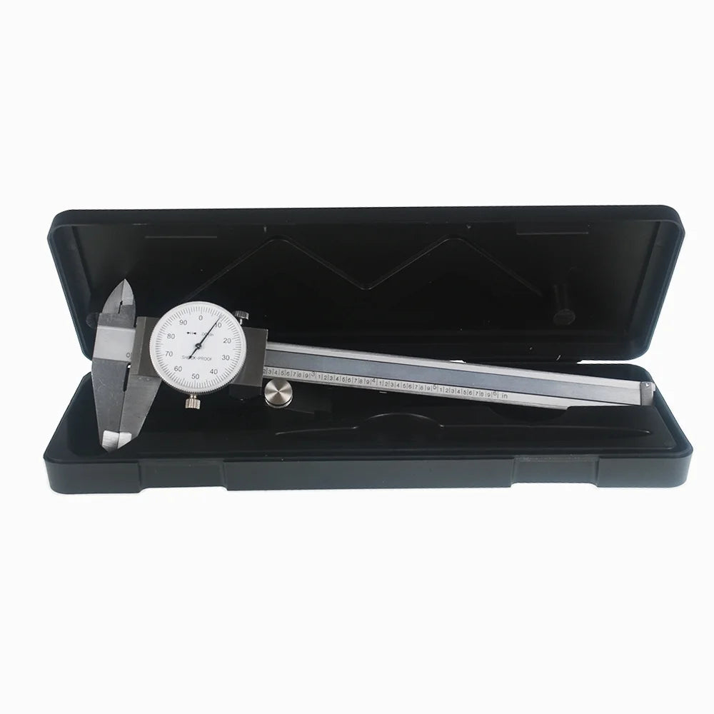 Findmall 6" Dial Caliper 0.001 Stainless Steel Shockproof 4-Way Measurement with Plastic Case
