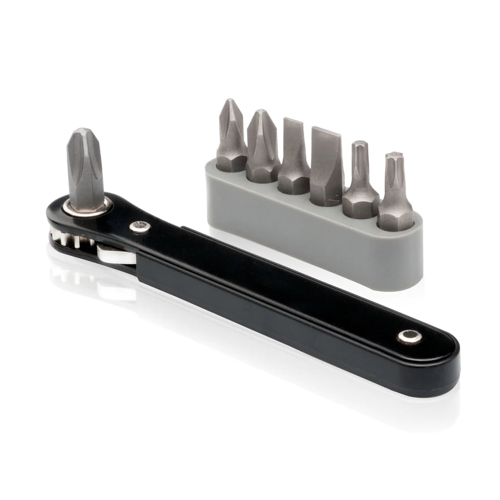 NEIKO 03044A 1/4-Inch Drive Mini Ratchet Screwdriver Set, 8 Pc, Cr-V Steel, Tight Reach, 90 Degree Screwdriver, Low Profile, Close Quarter, Right Angle Offset, Short Phillips, Slotted, Torx Star