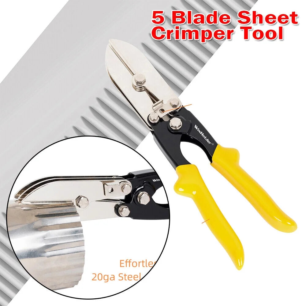 5 Blade Sheet Metal Crimper Hand Crimper 24-28 Gauge Downspout and Stove Pipe