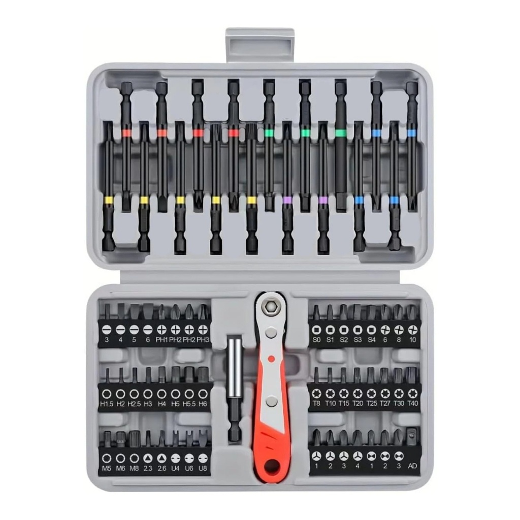 68Pcs Ratchet Screwdriver Screwdriver Set with Flat Cross Plum Blossom Shaped Screwdriver Head and S2 Extra Hard Shaped Head