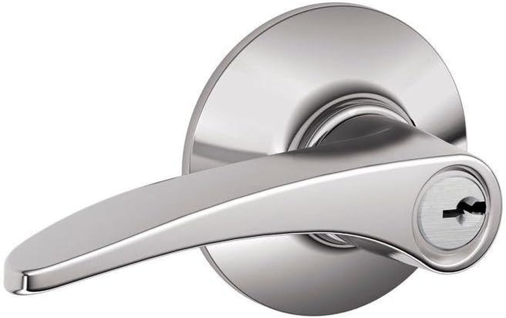 SCHLAGE F51A MNH 625 Manhattan Lever Keyed Entry Lock, Bright Chrome
