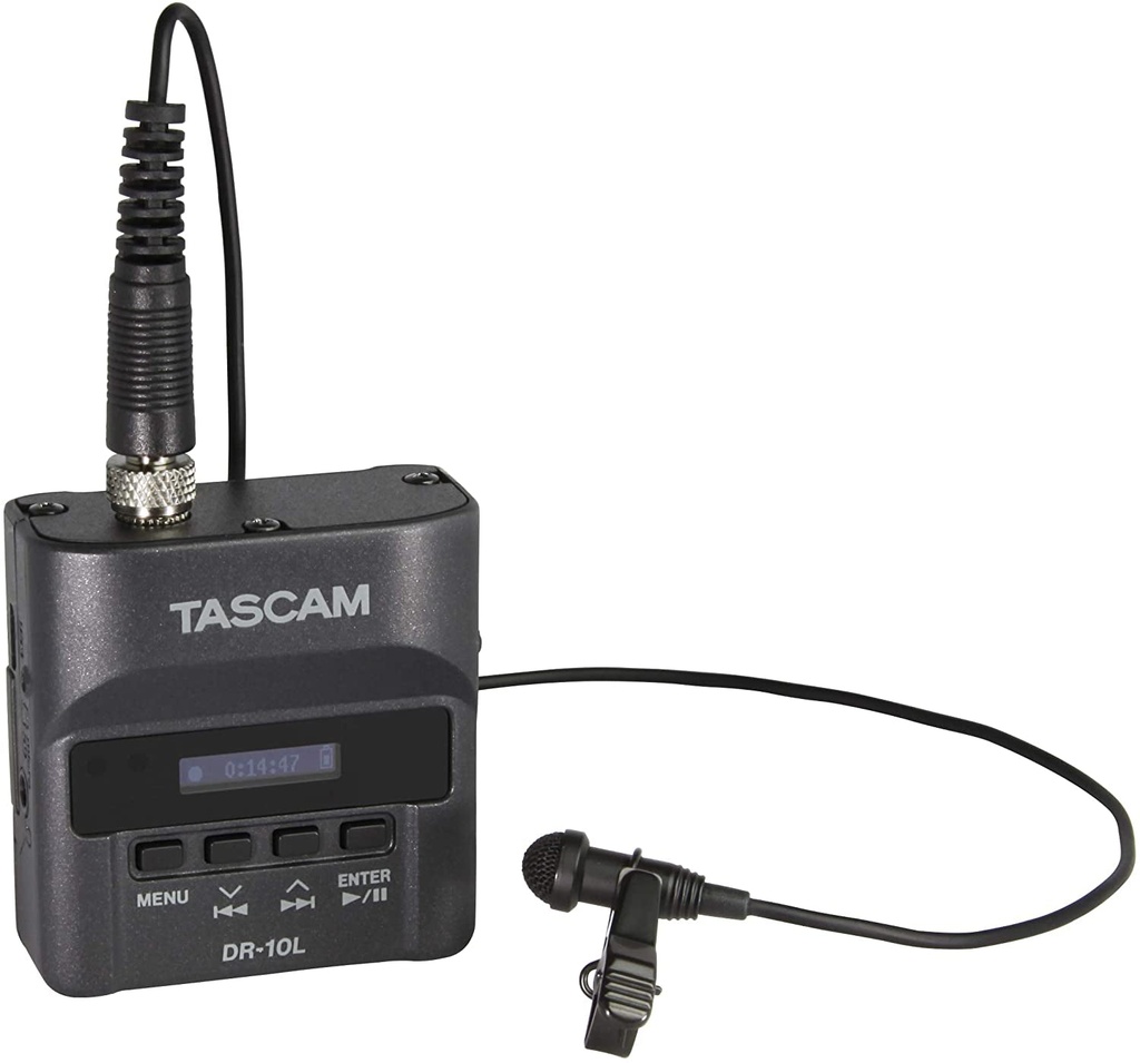 Tascam DR-10L Tascam DR-10L Micro Linear PCM Recorder with Lapel Microphone, Bla