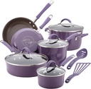 Rachael Ray 12 Pc Cucina Hard Porcelain Enamel Nonstick Cookware Lavender Purple