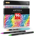 ARTEZA Real Brush Watercolor Pen 96 Paint Markers Flexible Tips Nontoxic