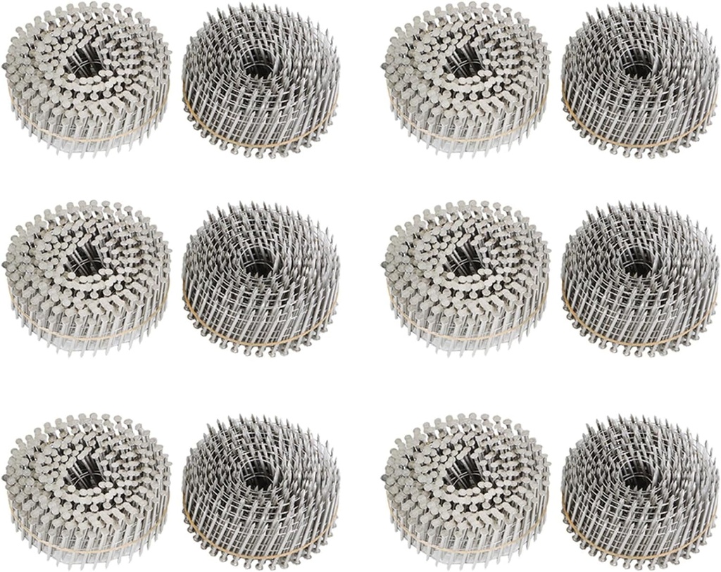 Findmall 3600 Count 1-3/4-Inch X .090-Inch Ring Shank 304 Stainless Steel Siding Nails 15-Degree Collated Wire Coil Siding Nails for Cement Board Siding or Fencing Applications