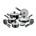 Tefal Initiatives Ceramic 14 Piece Non-Stick Cookware Set & Utensils Black NEW
