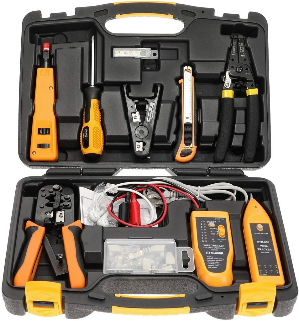 15 Piece Network Installation Tool Kit – Includes LAN Tester, RJ11/45 Crimper