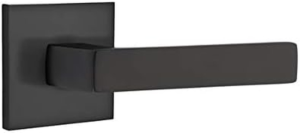 EMTEK Square Rosette Passage Set with Matching Finish Dumont Lever - Choice of Left/Right Handing and 7 Finishes - 5110DTRHUS19 - Right Handed (RH) - Flat Black (US19)