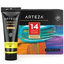 Arteza Acrylic Paint, Set of 14 Colors, 120Ml Bottles with Storage Box Canvas NE