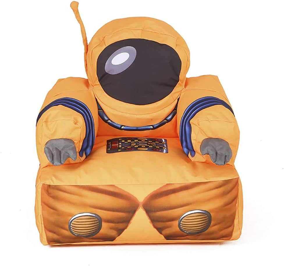 Children'S Furniture Sofa, Nylon Cloth Cover EPS Particle Filled Theme Astronaut Orange Armchair (Size : 52×65×75Cm)