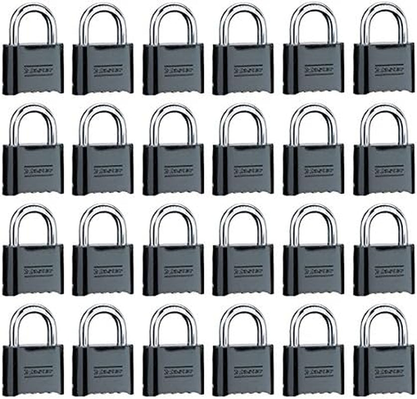 Master Lock 178D Set-Your-Own Combination Padlock, Die-Cast, Black, 24-Pack