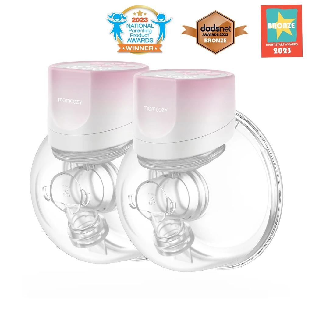Momcozy S12 Pinky Pro Electric Hands Free Breast Pump Wearable, 24Mm 2 Pack Pink