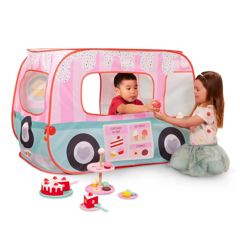 Battat Sweet Treats Pop-Up Shop Fabric Tent 25-Piece Dessert Set, Toddler and Preschool Toys