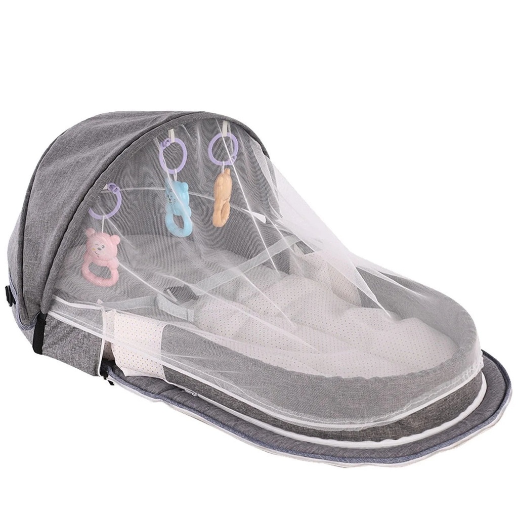 Homchy Baby Crib Baby Folding Camping Bed, Baby Folding Crib, Breathable Chair, Folding Travel Basket, Travel Bed, Outdoor Travel Bed Beds Gray One Size