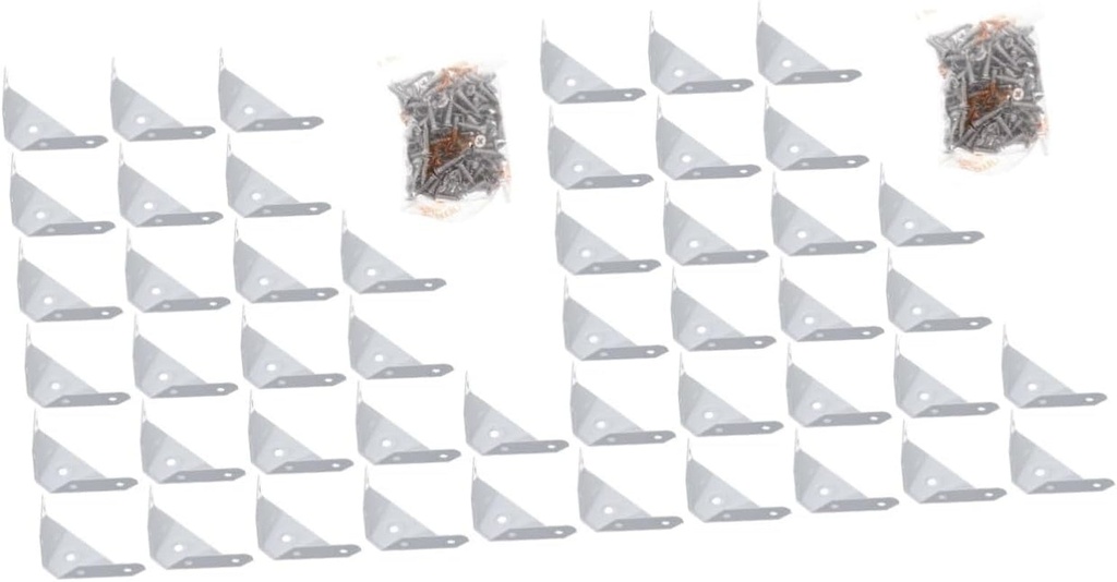 GLEAVI 48 Pcs Box Corner Code Corner Brace Cabinet Bumpers Metal Brackets Furniture Protector Desk Angle Guard Cabinet Protector Metal Safety Guard Iron White Heavy Corner Guard