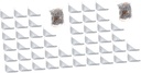 GLEAVI 48 Pcs Box Corner Code Corner Brace Cabinet Bumpers Metal Brackets Furniture Protector Desk Angle Guard Cabinet Protector Metal Safety Guard Iron White Heavy Corner Guard