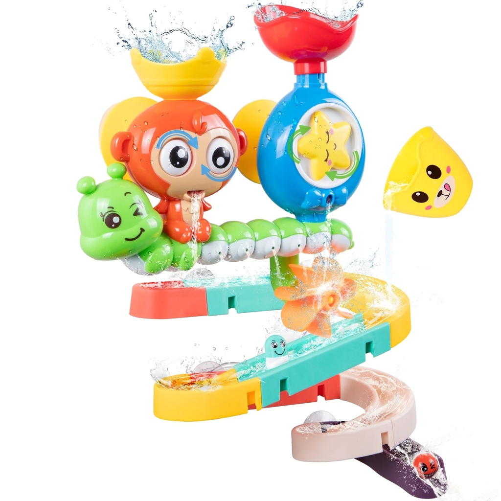 Ifanze Bath Toys for Toddler Ages 1-6, Kids Bath Toy with Wall Track Building Set, Water Toys Birthday Gift for Boys Girls