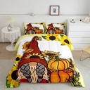 YST Thanksgiving Gnome Comforter Set Yellow Pumpkin Decorations Bedding Set for Boys Girls, Fall Leaves Sunflower Gifts Bedding Comforter Sets for Teens Youth with 1 Pillowcase, Twin