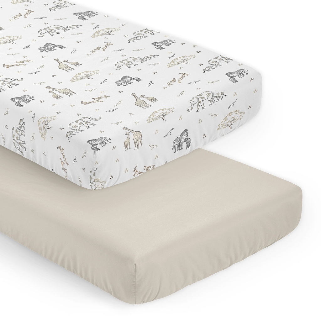 Serengeti Animals 2 Pack Fitted Crib Sheet Boy or Girl Gender Neutral Unisex by Sweet Jojo Designs