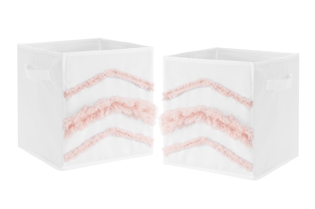 Blush Pink and White Floral Bird Blossom Fabric Storage Bins (Set of 2) Girl by Sweet Jojo Designs