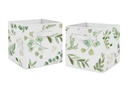Sweet Jojo Designs Children Floral Leaf Foldable Fabric Storage Bins, Green and White, 2 Count