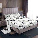 YST Cute Panda Bed Sheets Set for Kids Boys Girls Black and White Twin Size Sheet Sets, Green Bamboo Sheets Wild Bear Bed Set, Woodland Jungle Animal Flat Sheet Ultra Soft