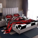 YST Red Sports Car Bed Sheets Set Twin Size, Boys Race Car Sheet Set for Teens Girls Adult Extreme Speed Race Car Sheets Black and White Grids Print Fitted Sheet Car Theme Bedroom Decor