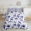Aviation Aircraft Bedding Set Airplane Comforter Set Twin,Hot Air Balloon Quilt Parachute Airliner Duvet Insert,Fighter Plane Helicopter Aeroplane Clouds Room Decor
