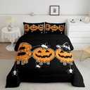 Happy Halloween Comforter Set Twin,Pumpkin Lantern Bedding Set for Kids Boys Teens,Gothic Spider Web down Comforter Horror Themed Bedding,Witch Hats Duvet Set with 1 Pillow Case,Black Orange